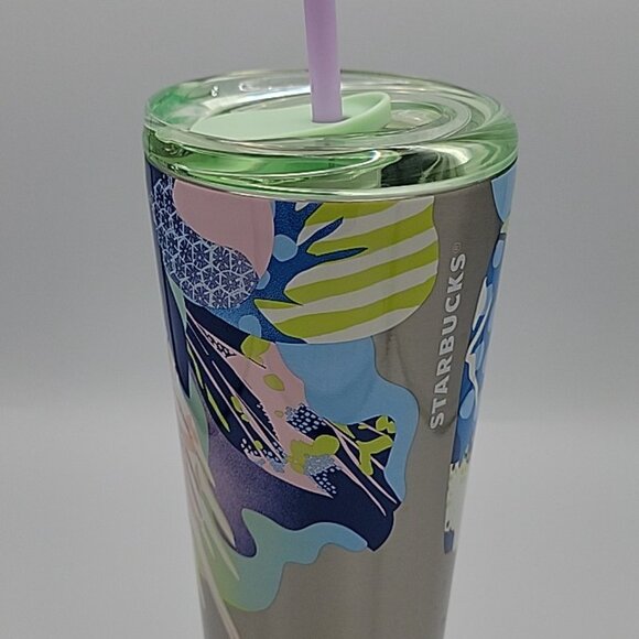 Starbucks 24 oz Cold Tumbler Stainless Double Wall Sip or Straw Lid SPRING Print - Picture 5 of 15